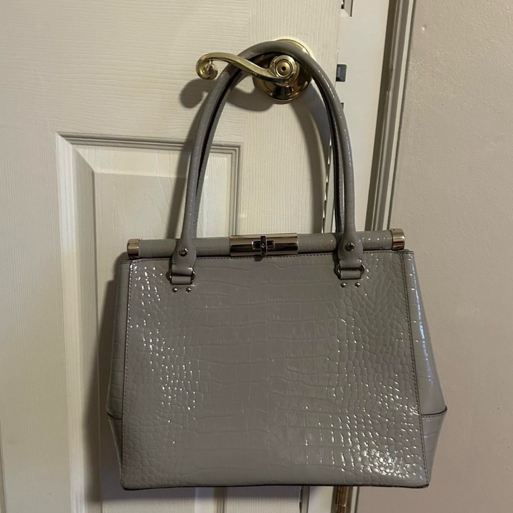 Kate Spade Grey Patent Leather Crocodile shoulder bag
